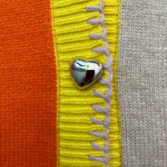 XOKR Kerri Rosenthal Heart Sunshine Color Block Cardigan V Neck Long Sleeves Med - Picture 4 of 14